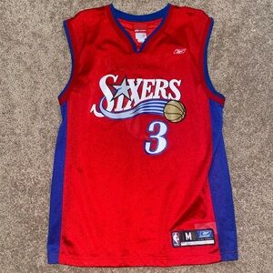 VINTAGE Reebok Philadelphia 76ers Jersey Mens M Red Allen Iverson y2k Basketball